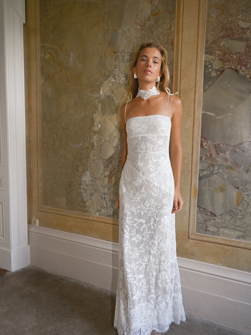 Talia White Lace Maxi Slip Dress